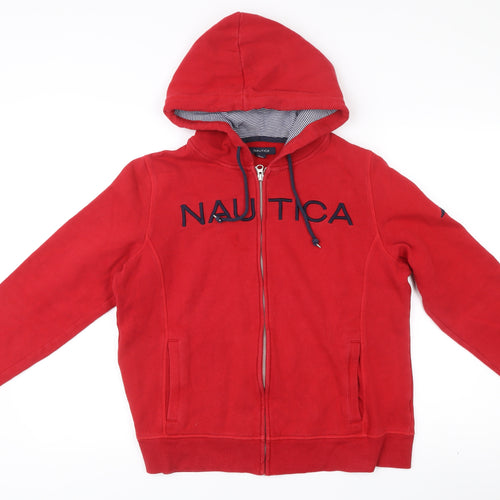 Nautica Women’s Red Full Zip Hoodie XL Cotton Blend Logo