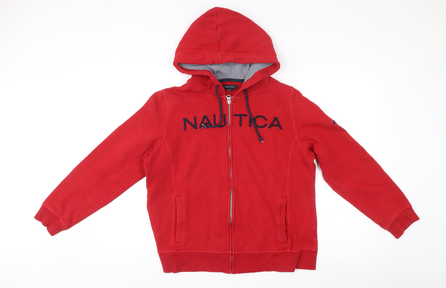 Nautica Women’s Red Full Zip Hoodie XL Cotton Blend Logo