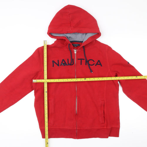 Nautica Women’s Red Full Zip Hoodie XL Cotton Blend Logo
