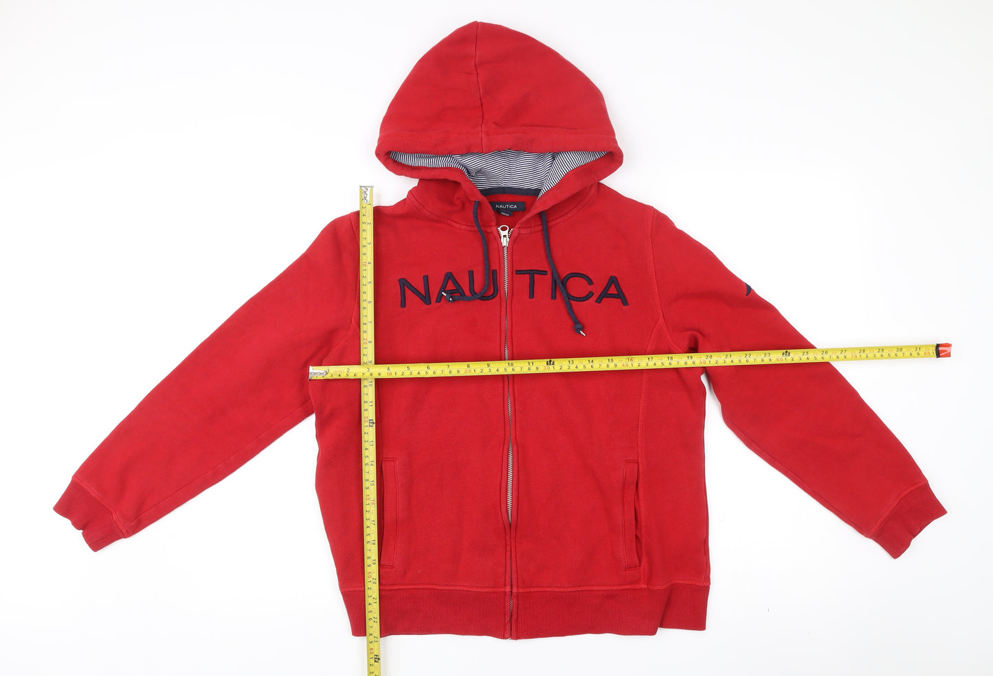 Nautica Women’s Red Full Zip Hoodie XL Cotton Blend Logo