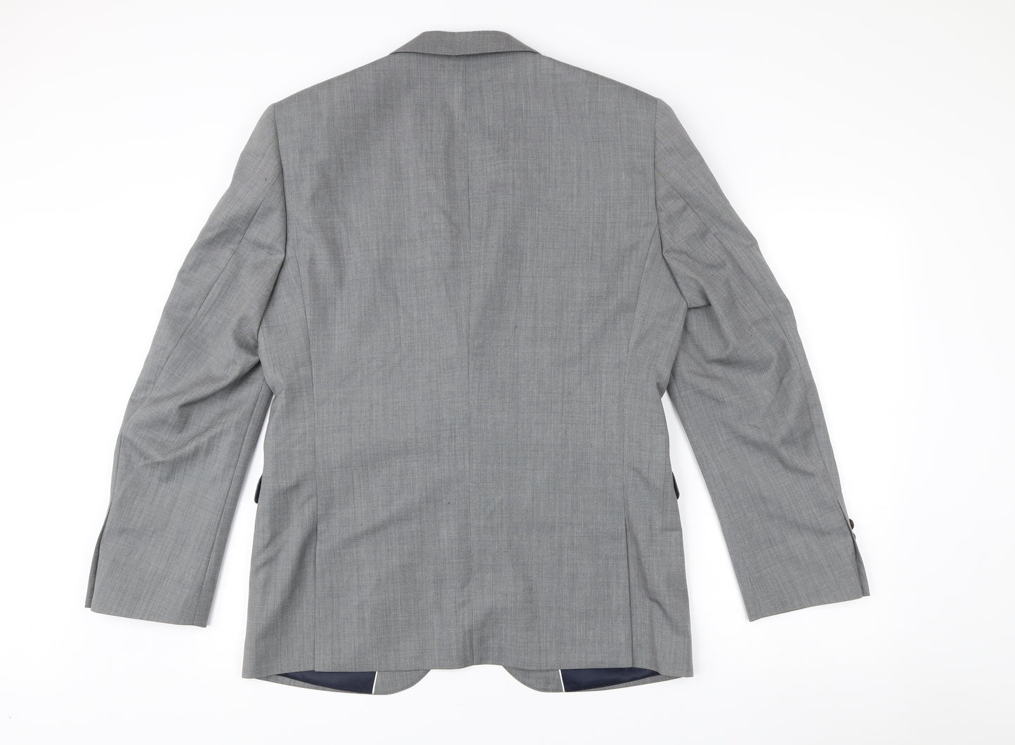 Next Men's Grey Wool Blazer 40R Slim Fit Single Breasted Jacket