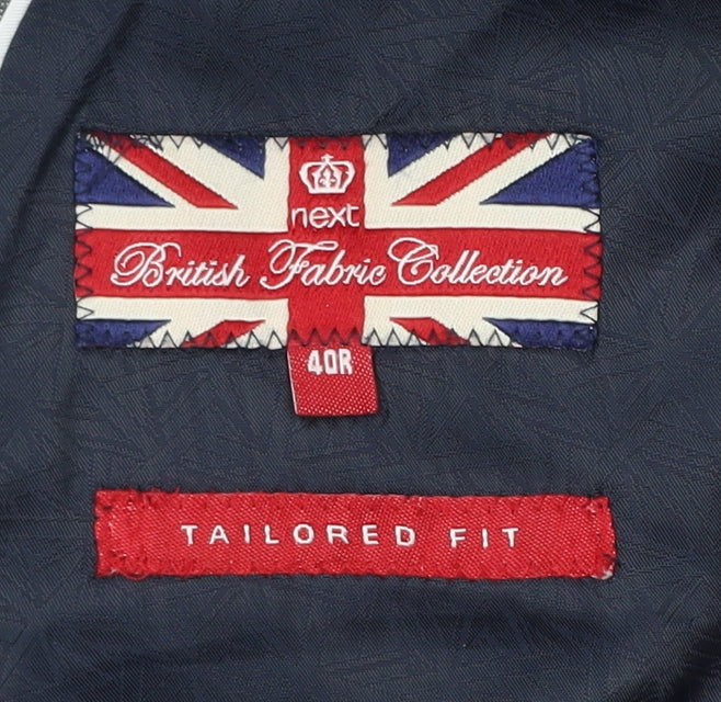 Next Men's Grey Wool Blazer 40R Slim Fit Single Breasted Jacket