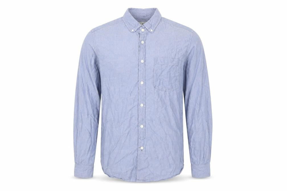 Front view of Jasper Conran Men’s Blue Cotton Button-Up Shirt M Regular Fit