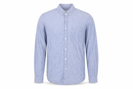 Front view of Jasper Conran Men’s Blue Cotton Button-Up Shirt M Regular Fit