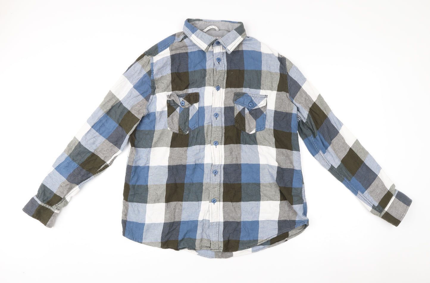 Mossimo Supply Co Men’s Blue Checked Cotton Button-Up Shirt L