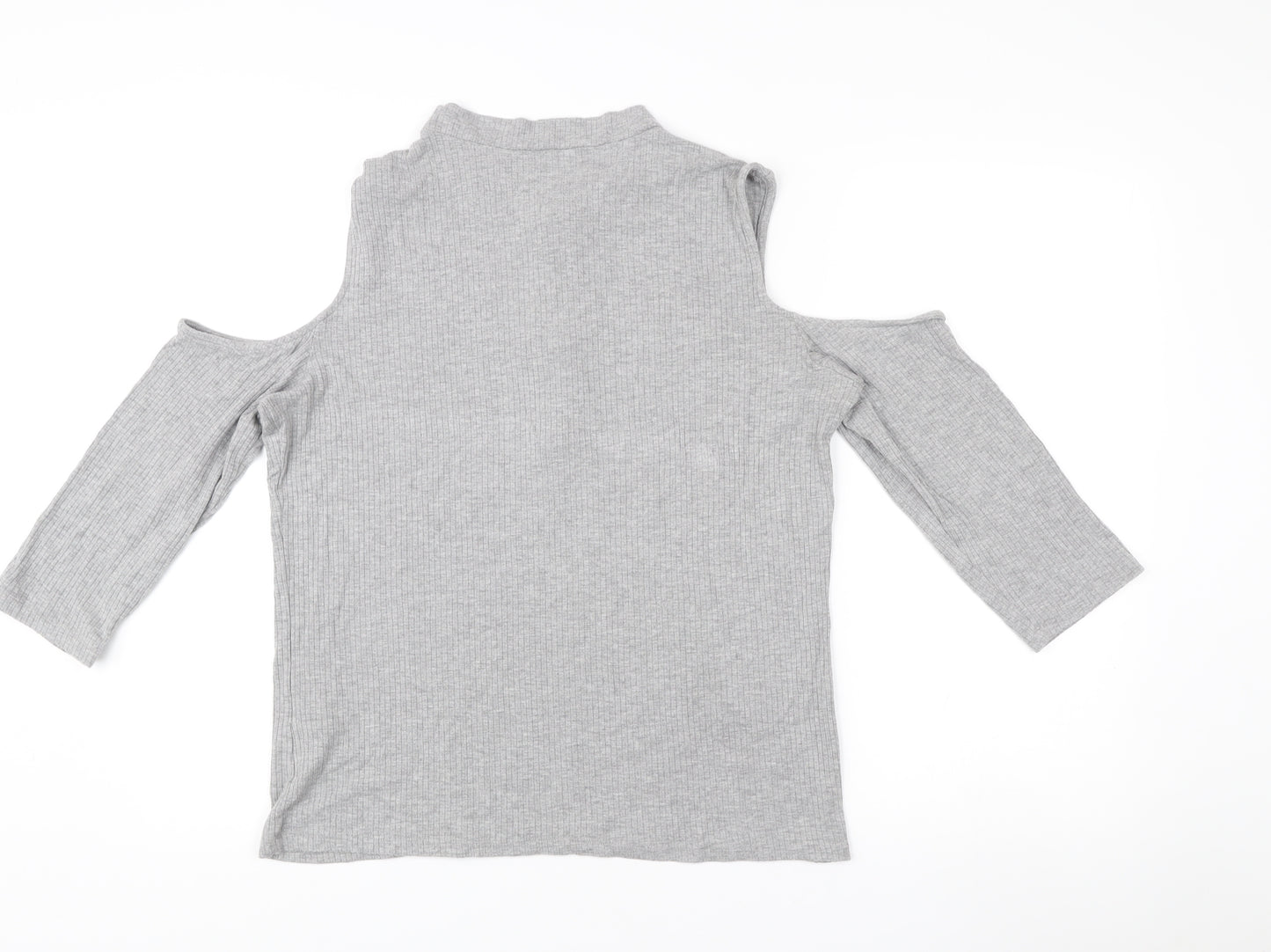 Vero Moda Women’s Grey XL Mock Neck Cold Shoulder Zip Top