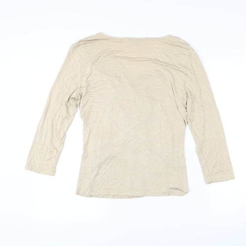 Cable & Gauge Women’s Beige Wrap Blouse L Long Sleeve Viscose