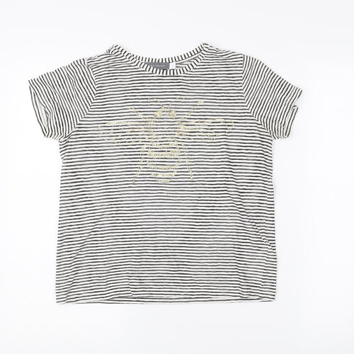 Mint Velvet Women’s Black White Striped Bee Embroidered T-Shirt XS
