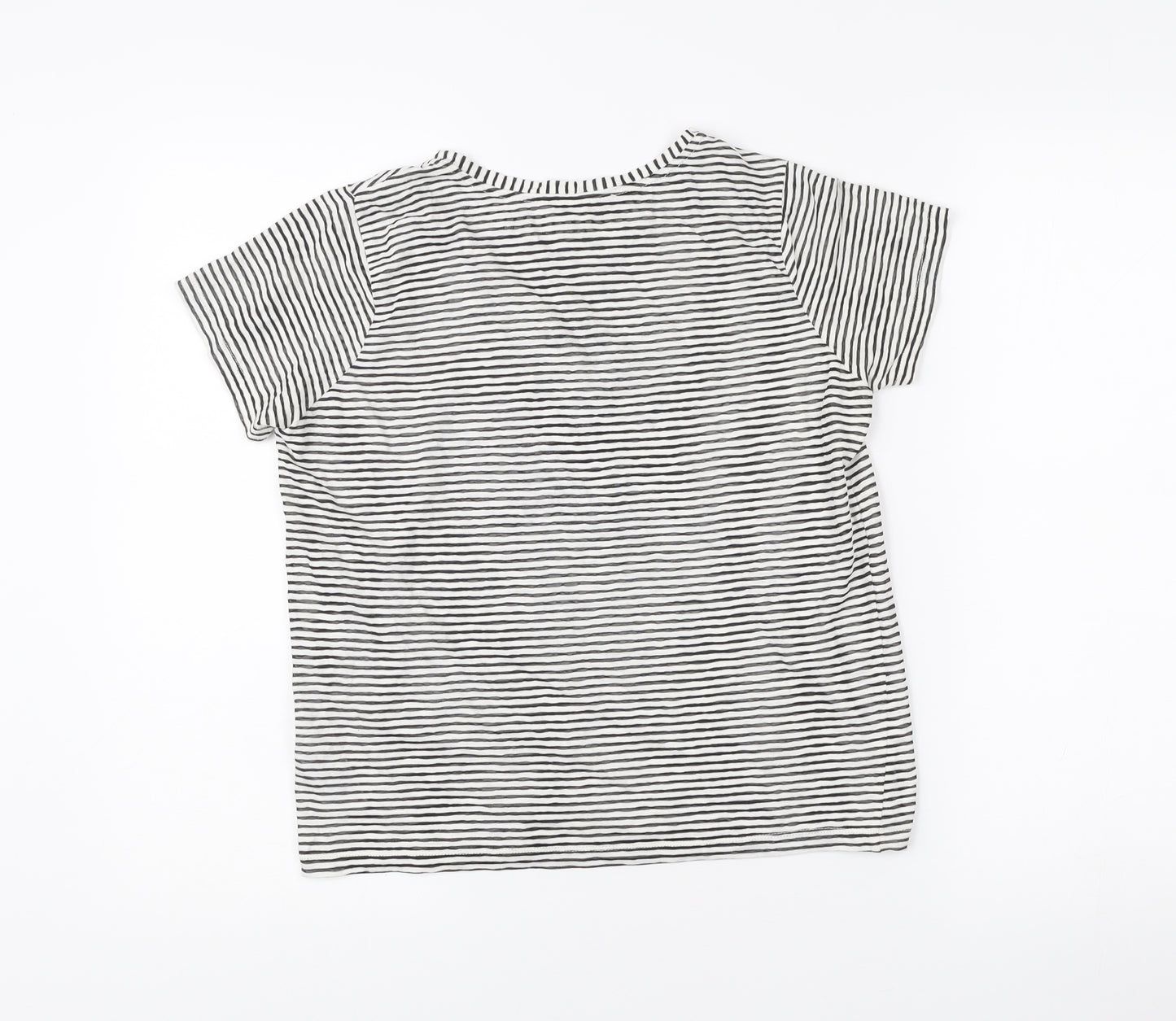 Mint Velvet Women’s Black White Striped Bee Embroidered T-Shirt XS