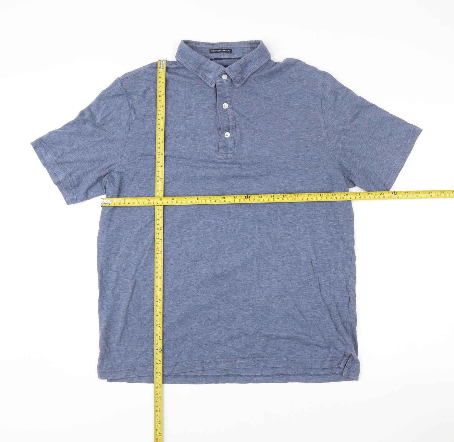 JACHS New York Men's Blue Cotton Blend Polo Shirt Size L