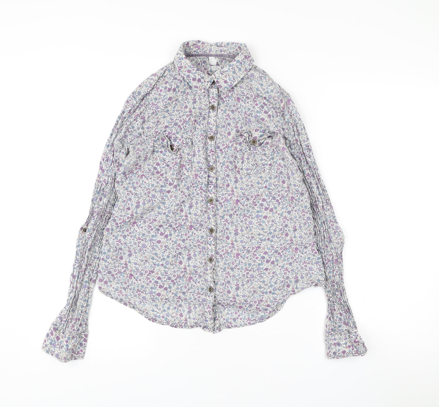 Marks and Spencer Womens Multicoloured Floral Button-Up Shirt UK 10