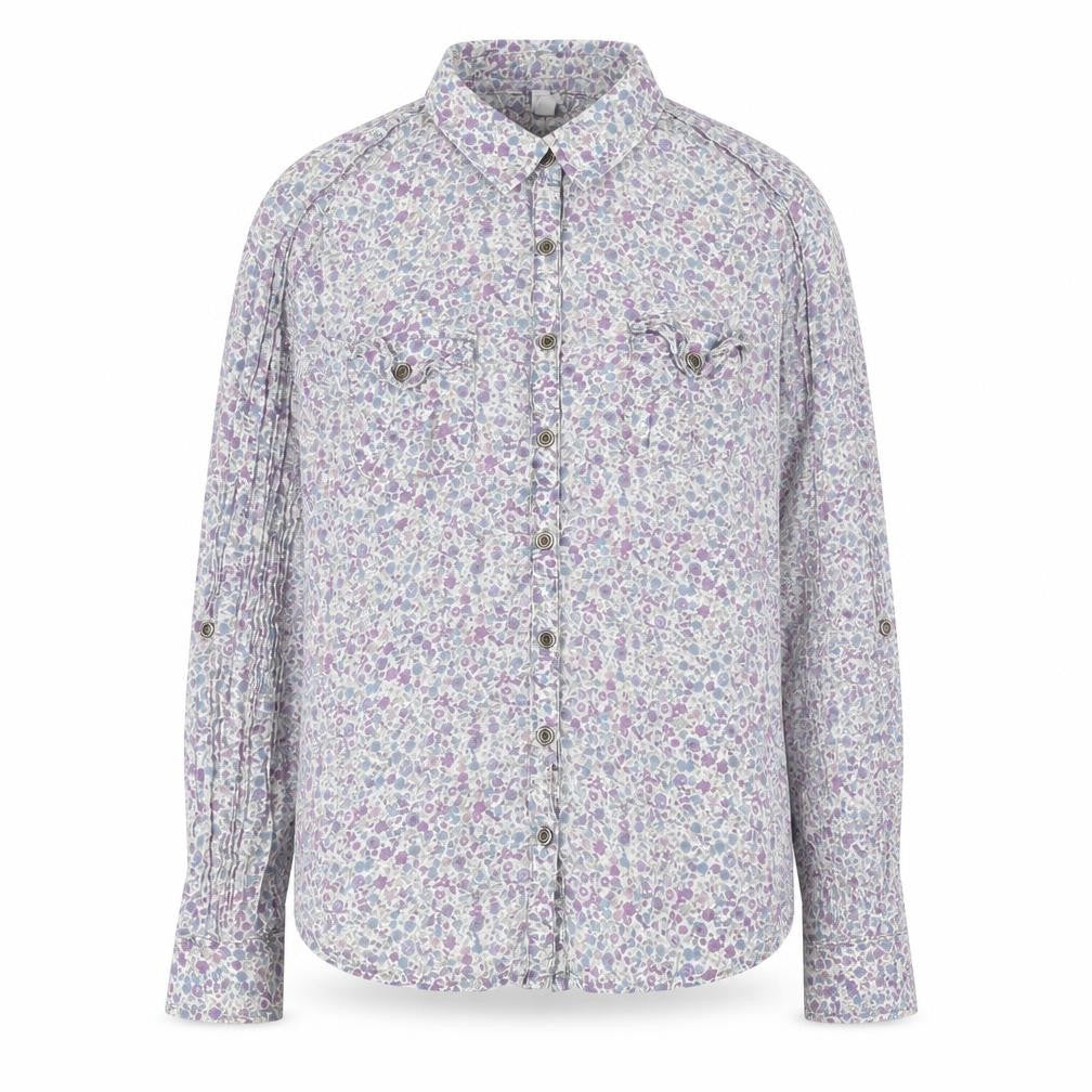 Front view of Marks & Spencer women’s multicoloured floral button-up shirt uk 10