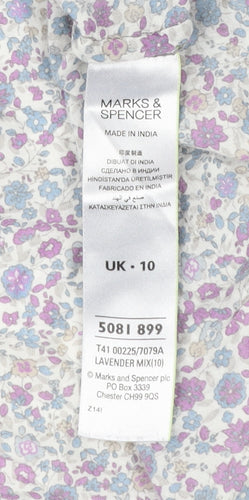 Marks and Spencer Womens Multicoloured Floral Button-Up Shirt UK 10