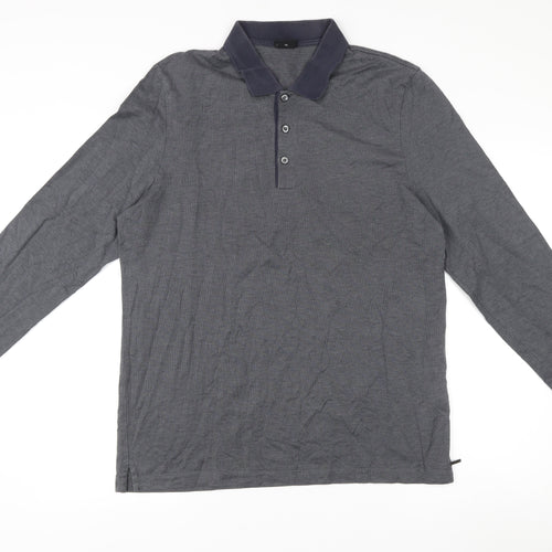Hugo Boss Mens Grey 2XL Slim Fit Long Sleeve Cotton Polo Shirt
