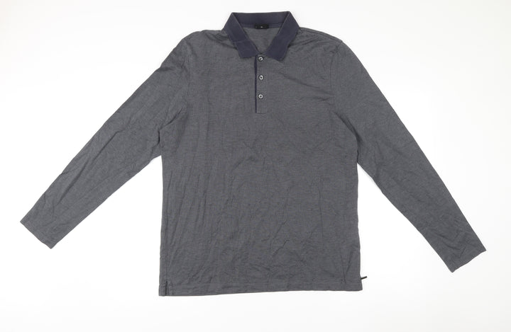 Hugo Boss Mens Grey 2XL Slim Fit Long Sleeve Cotton Polo Shirt