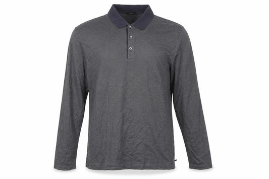Front view of Hugo Boss men’s grey 2xl slim fit long sleeve cotton polo shirt