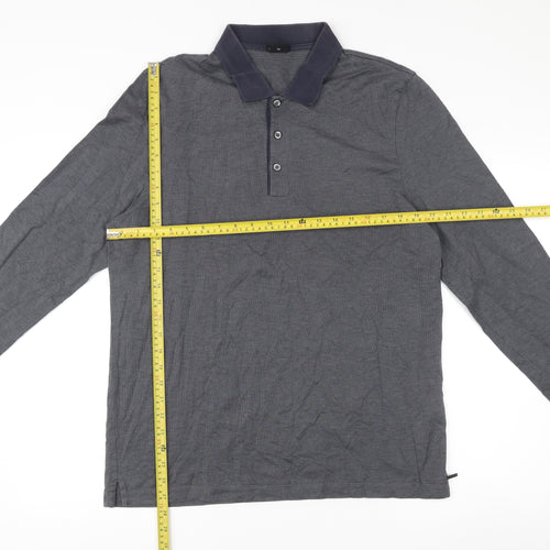 Hugo Boss Mens Grey 2XL Slim Fit Long Sleeve Cotton Polo Shirt