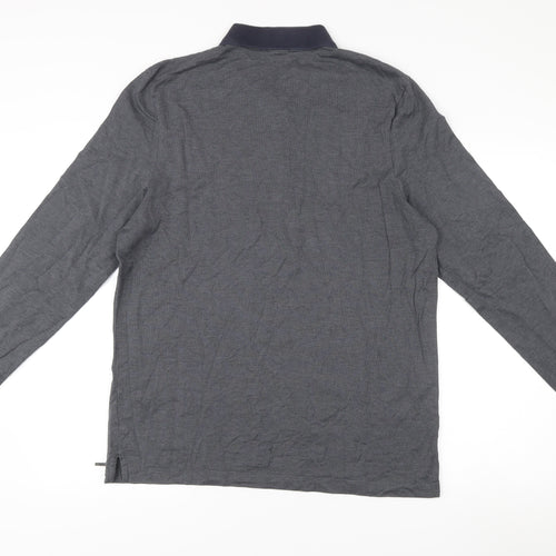Hugo Boss Mens Grey 2XL Slim Fit Long Sleeve Cotton Polo Shirt