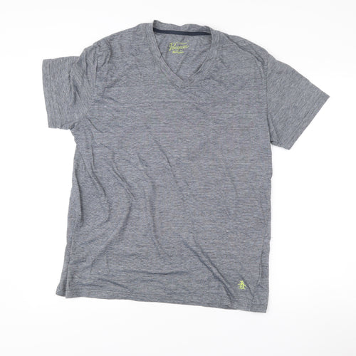 Penguin by Munsingwear Mens Grey L V-Neck Short Sleeve T-Shirt
