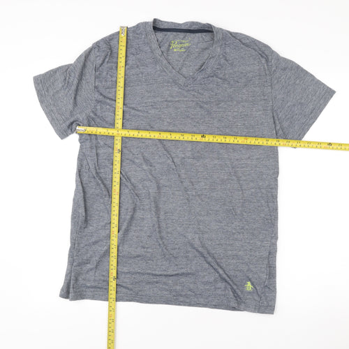 Penguin by Munsingwear Mens Grey L V-Neck Short Sleeve T-Shirt