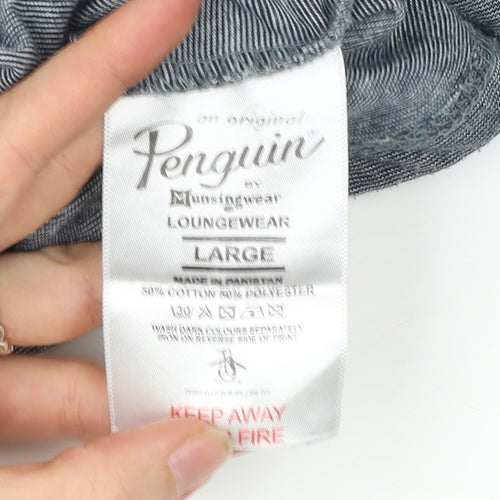 Penguin by Munsingwear Mens Grey L V-Neck Short Sleeve T-Shirt