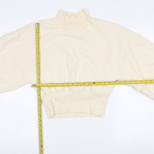 Cotton Candy Women Ivory L Sweatshirt High Neck Balloon Sleeve