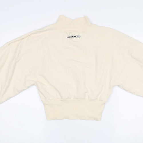 Cotton Candy Women Ivory L Sweatshirt High Neck Balloon Sleeve