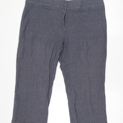 Marks and Spencer Women’s Blue Striped Linen Blend Trousers Size 20