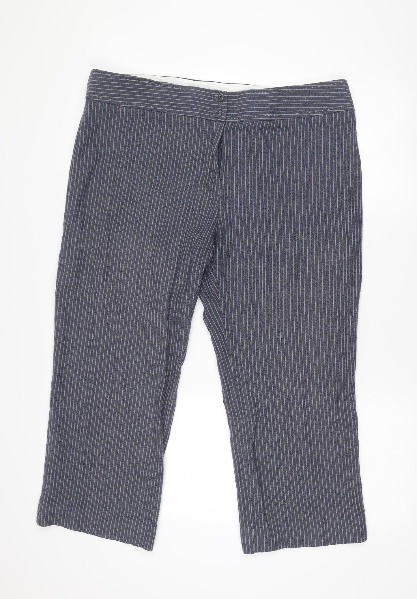 Marks and Spencer Women’s Blue Striped Linen Blend Trousers Size 20