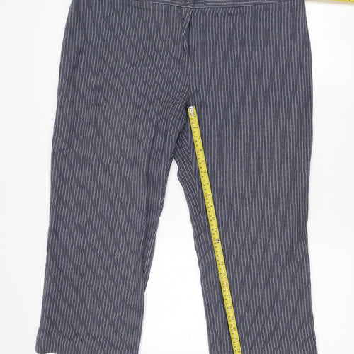 Marks and Spencer Women’s Blue Striped Linen Blend Trousers Size 20
