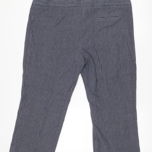 Marks and Spencer Women’s Blue Striped Linen Blend Trousers Size 20