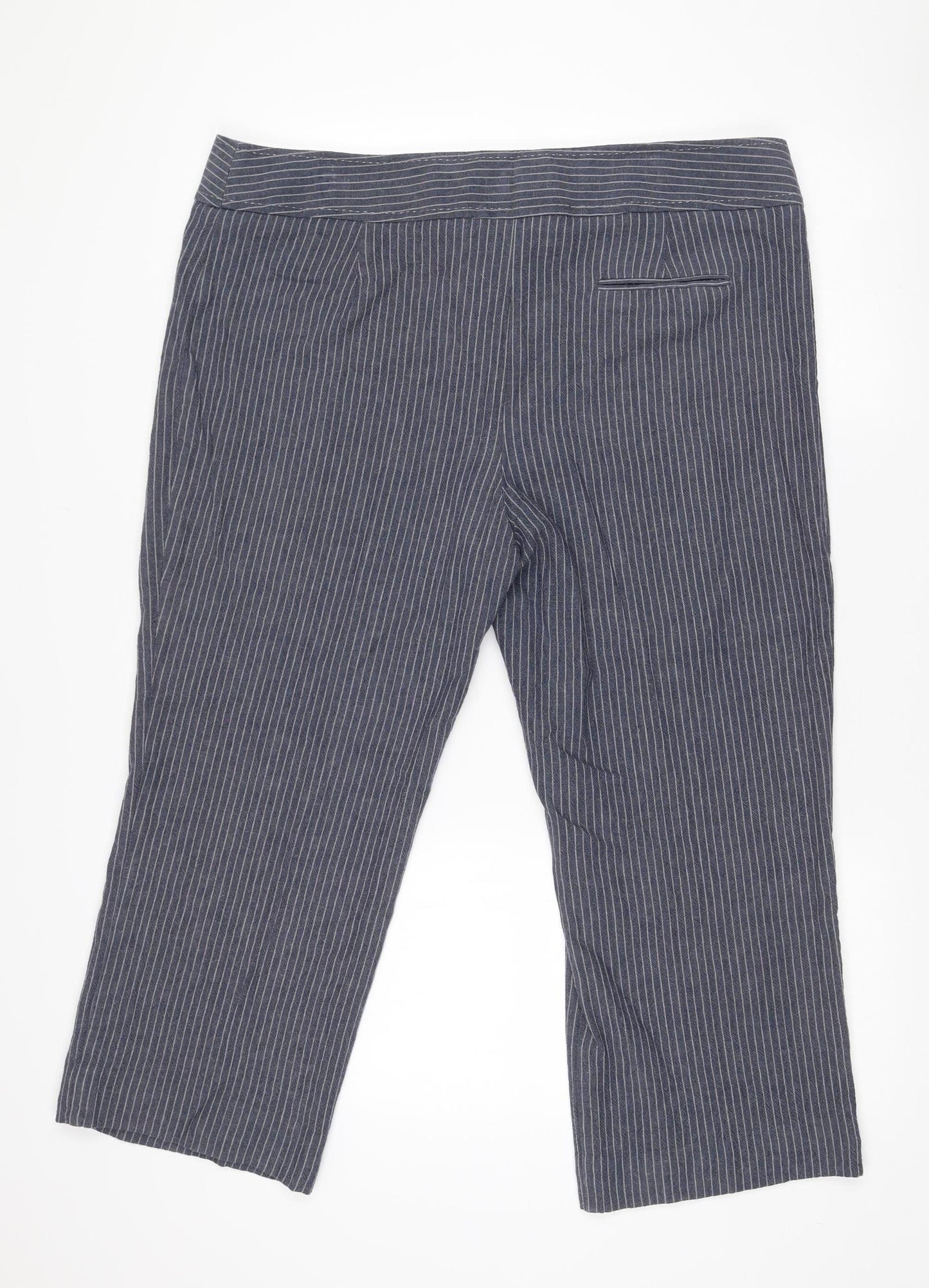 Marks and Spencer Women’s Blue Striped Linen Blend Trousers Size 20