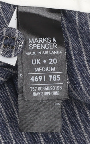 Marks and Spencer Women’s Blue Striped Linen Blend Trousers Size 20