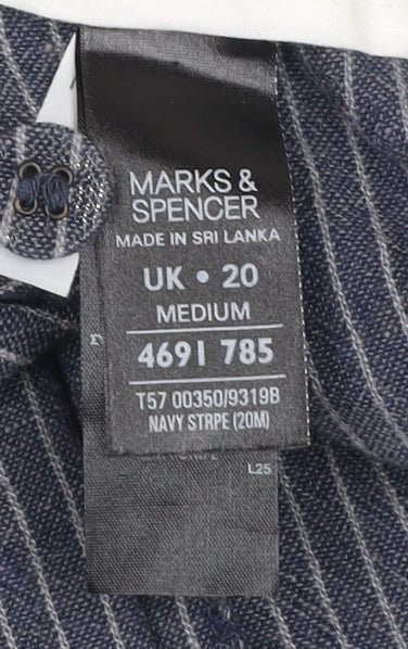 Marks and Spencer Women’s Blue Striped Linen Blend Trousers Size 20