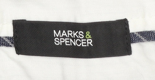 Marks and Spencer Women’s Blue Striped Linen Blend Trousers Size 20