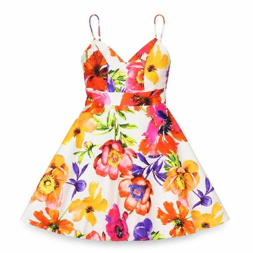 Lipsy Women’s Multicoloured Floral Skater Dress UK 4 Sleeveless