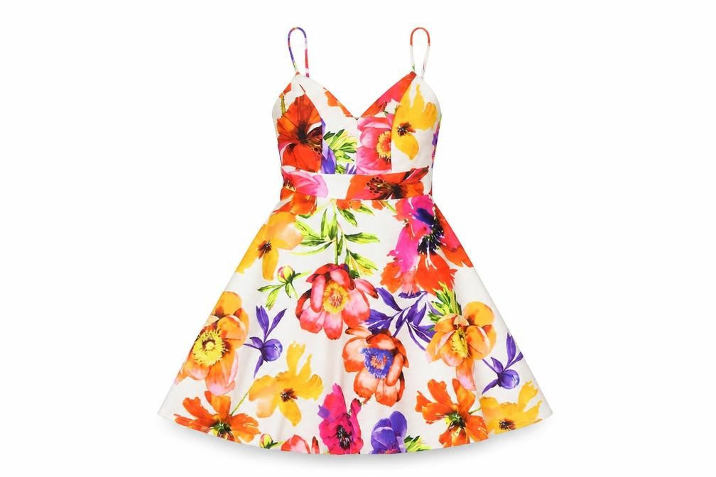 Lipsy Women’s Multicoloured Floral Skater Dress UK 4 Sleeveless