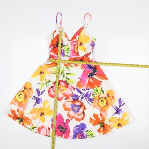 Lipsy Women’s Multicoloured Floral Skater Dress UK 4 Sleeveless