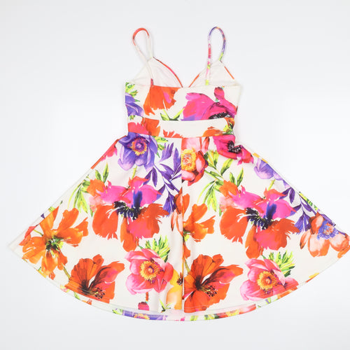Lipsy Women’s Multicoloured Floral Skater Dress UK 4 Sleeveless