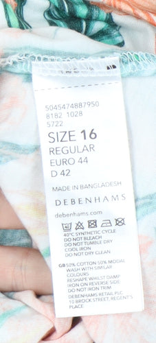 Debenhams Women’s Multicoloured Floral Tunic Blouse Size 16