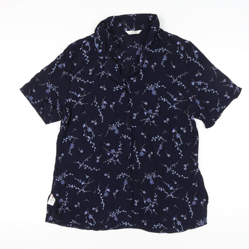 Marks & Spencer Women’s Blue Floral Button-Up Viscose Shirt UK 18