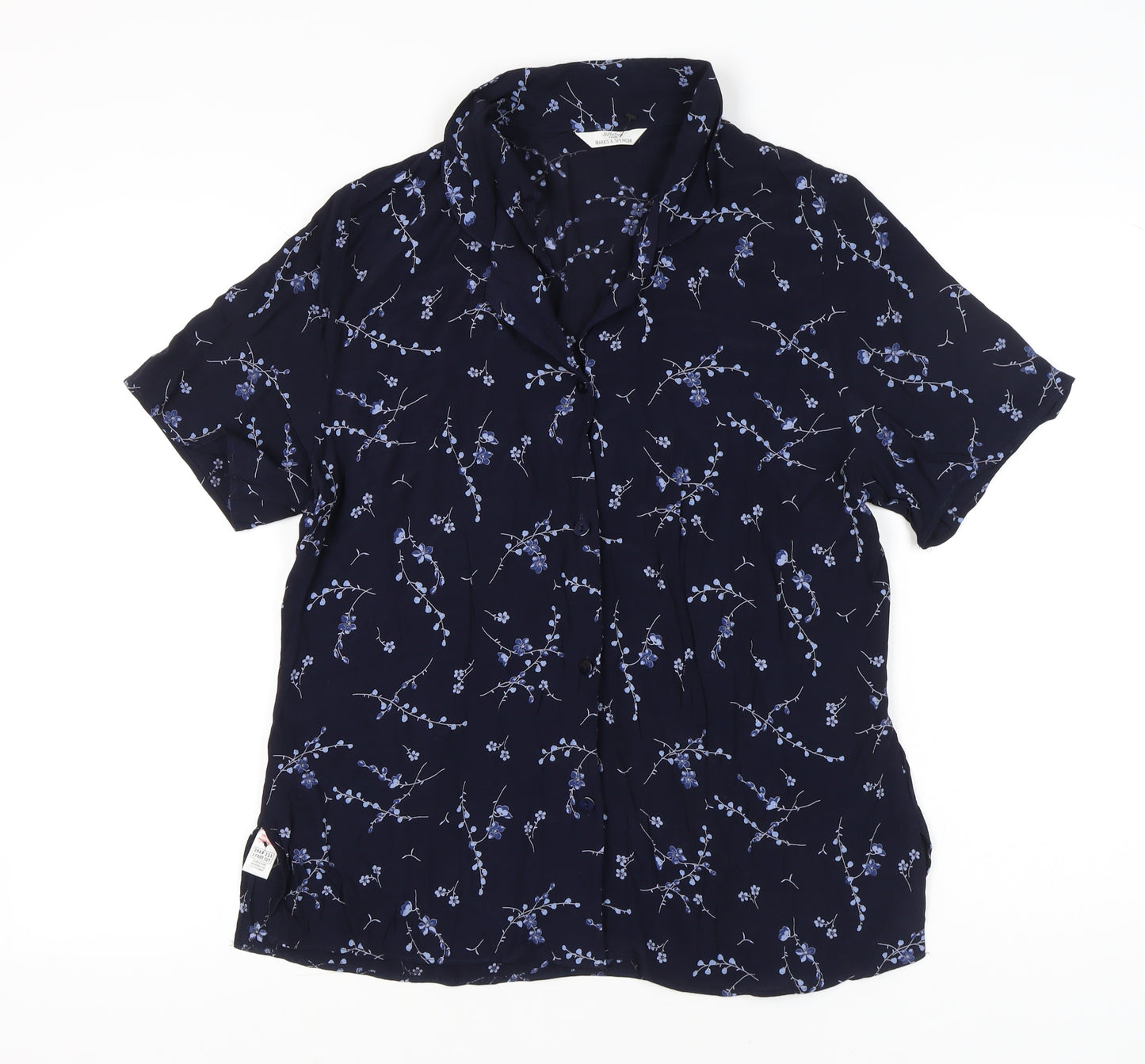 Marks & Spencer Women’s Blue Floral Button-Up Viscose Shirt UK 18