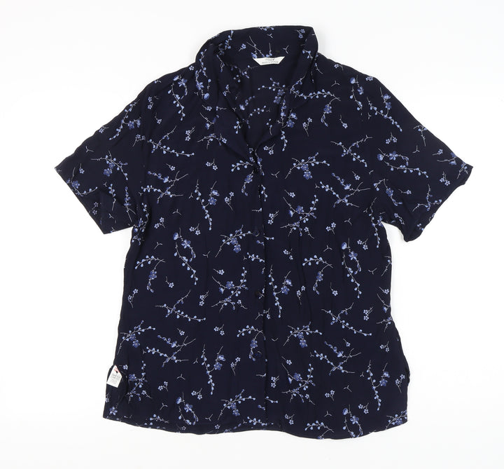 Marks & Spencer Women’s Blue Floral Button-Up Viscose Shirt UK 18