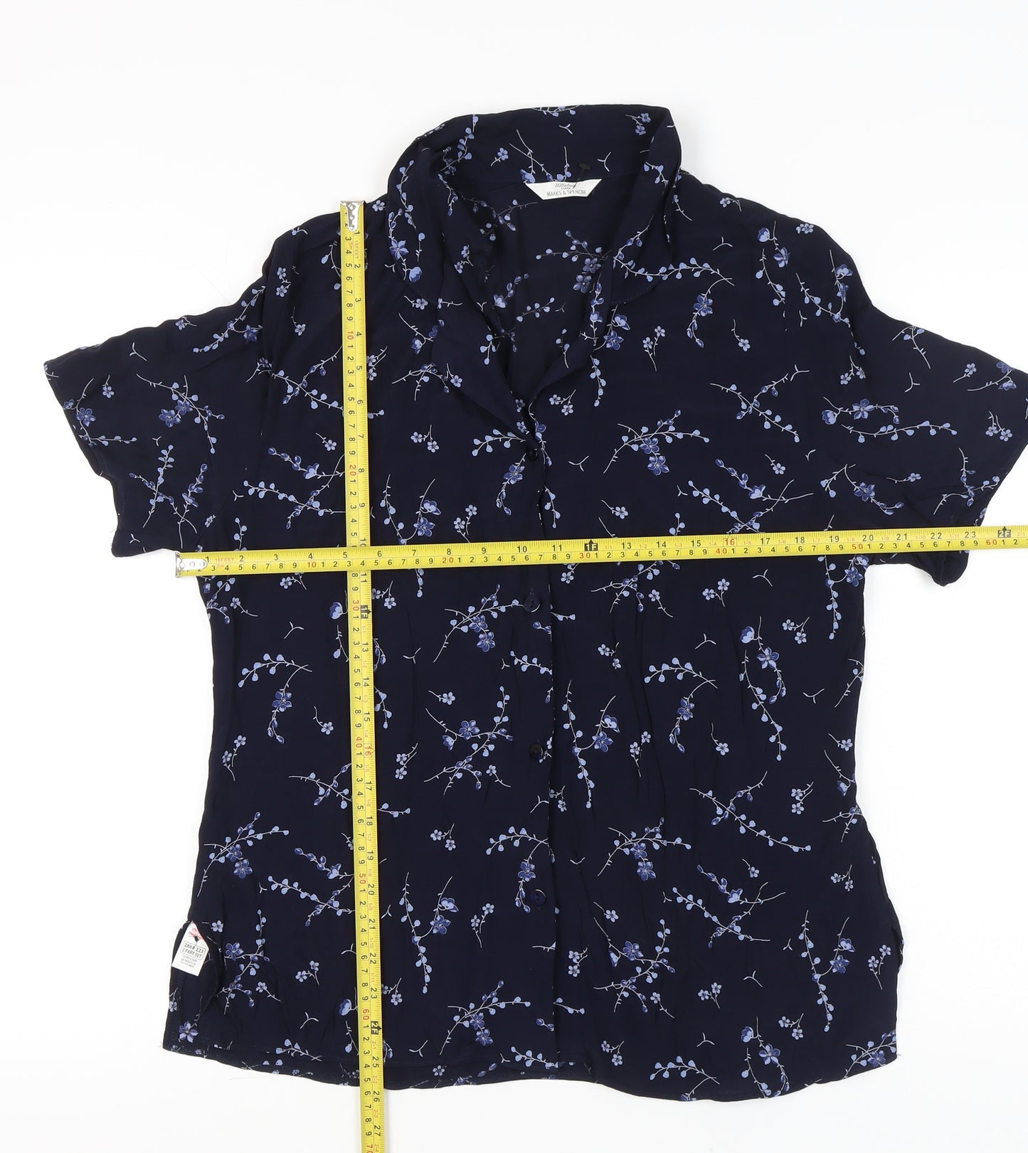 Marks & Spencer Women’s Blue Floral Button-Up Viscose Shirt UK 18