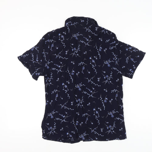 Marks & Spencer Women’s Blue Floral Button-Up Viscose Shirt UK 18