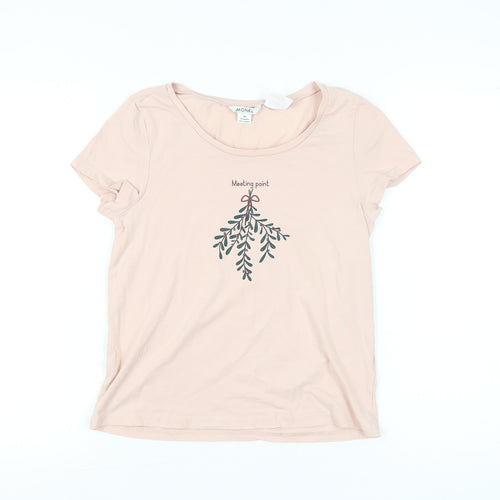 Monki Womens Pink XS Scoop Neck Short Sleeve Cotton T-Shirt