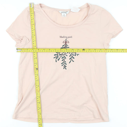 Monki Womens Pink XS Scoop Neck Short Sleeve Cotton T-Shirt