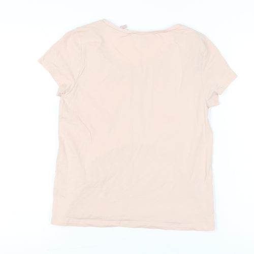 Monki Womens Pink XS Scoop Neck Short Sleeve Cotton T-Shirt