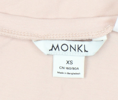 Monki Womens Pink XS Scoop Neck Short Sleeve Cotton T-Shirt