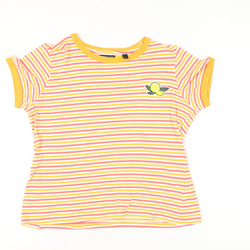 Brave Soul Womens Multicoloured Striped T-Shirt Size L Cotton